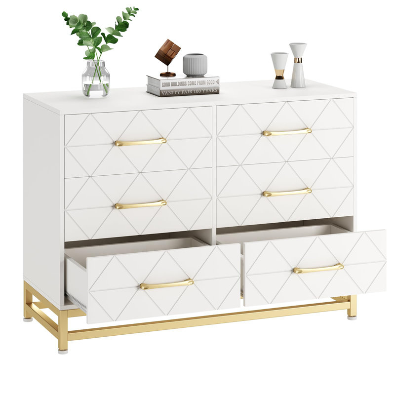 Commode 6 tiroirs Akia, Blanc