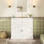 Meuble-lavabo moderne de 35,04 po avec lavabo en céramique, charnières à fermeture douce et porte-armoire de 36 po de couleur blanche, armoire renforcée en bois massif, 2 tablettes réglables-120659021