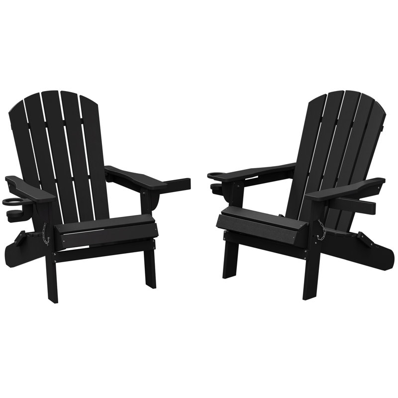 HDPE Folding Adirondack Chair, Black