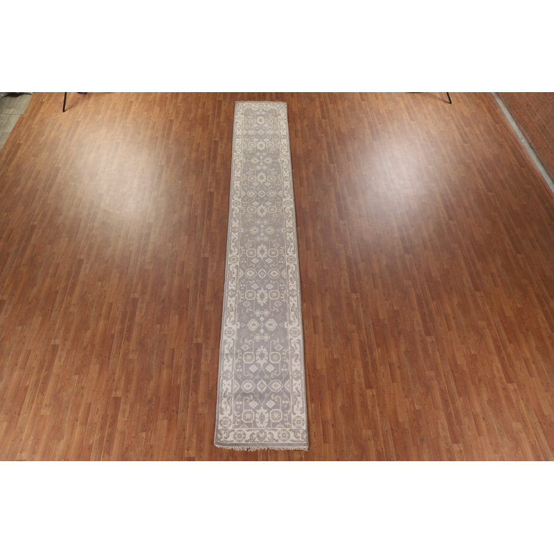 Tapis de couloir oriental géométrique Oushak 3 x 16