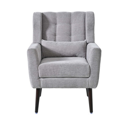 Modern Accent Chair, Chenille Arm Chair, Upholstered Mordern Armchair, Comfy Soft Padded Lounge Chair with Pillow
