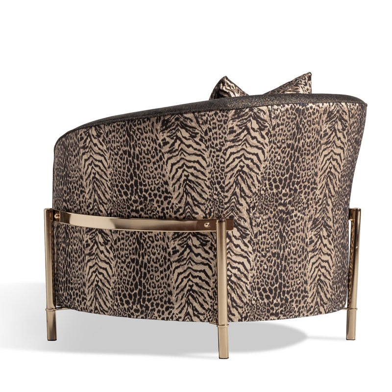 Lisbon 35.5'' Wide Chenille Barrel Chair, Onyx Chenille
