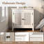 Buffet en rotin avec tablette réglable, blanc