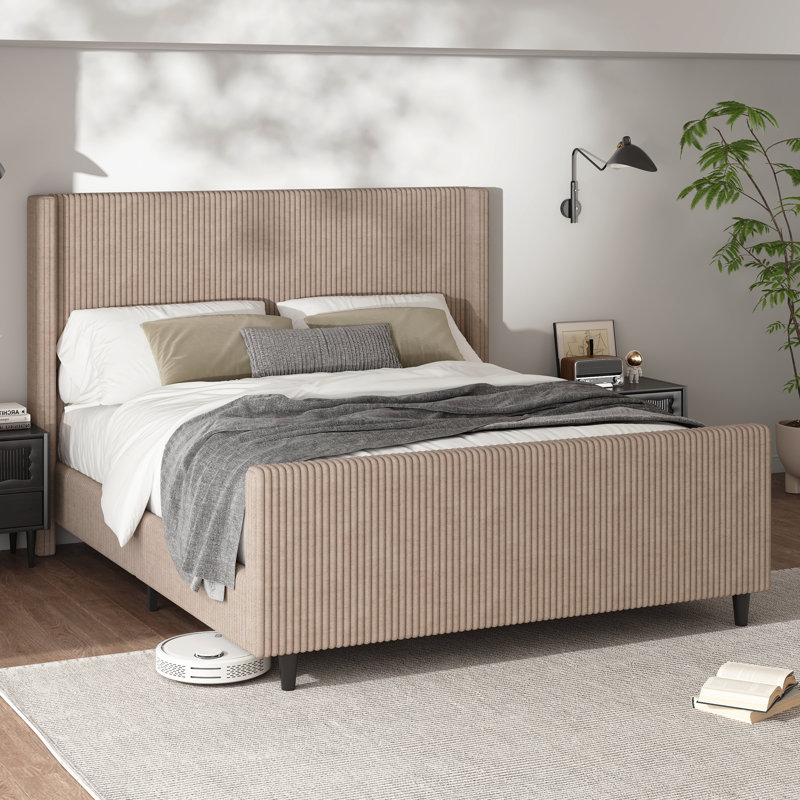 Lit tapissier Layne, Taupe, Grand lit