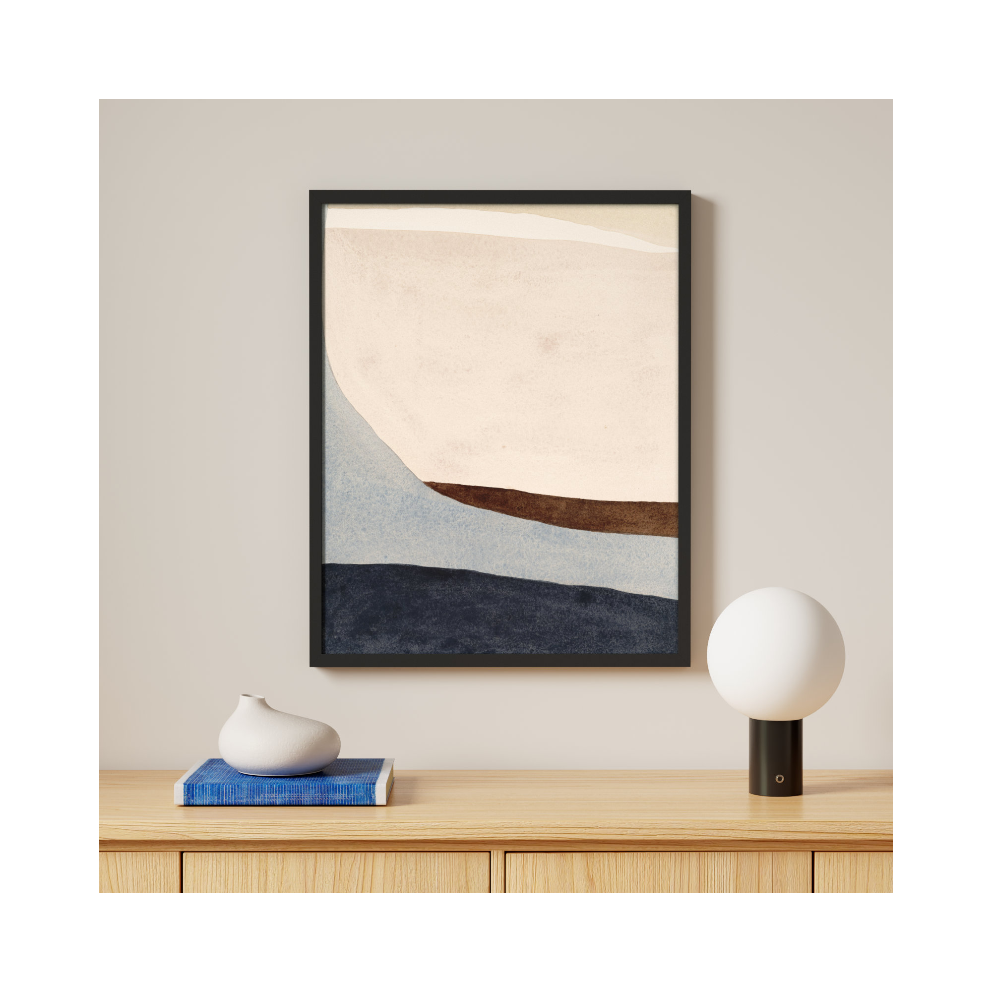 Divided By Blue 2 by Julia Balfour, 30" H x 24" W x 1.25" D, Black Framed