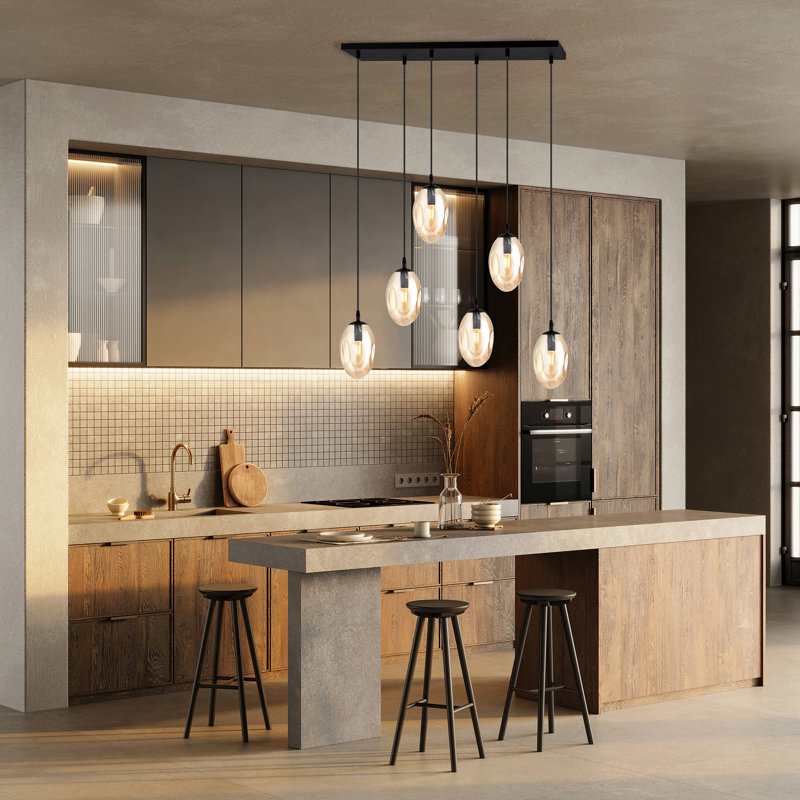 Enora 6 - Light Black Cluster Pendant, Beige