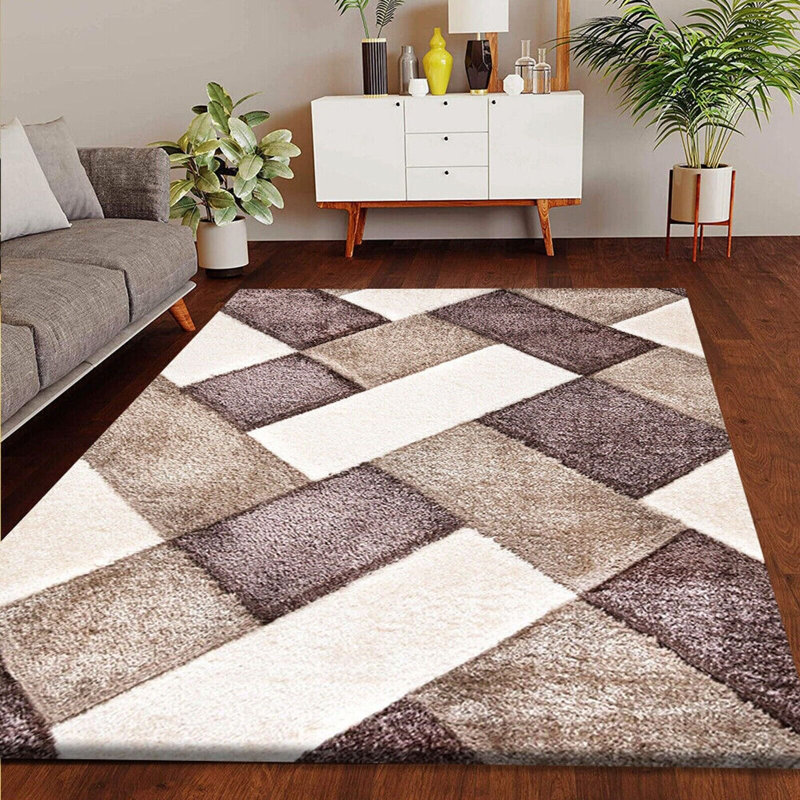 Sammie Geometric Shag Area Rug, Rectangle 60 x 110cm
