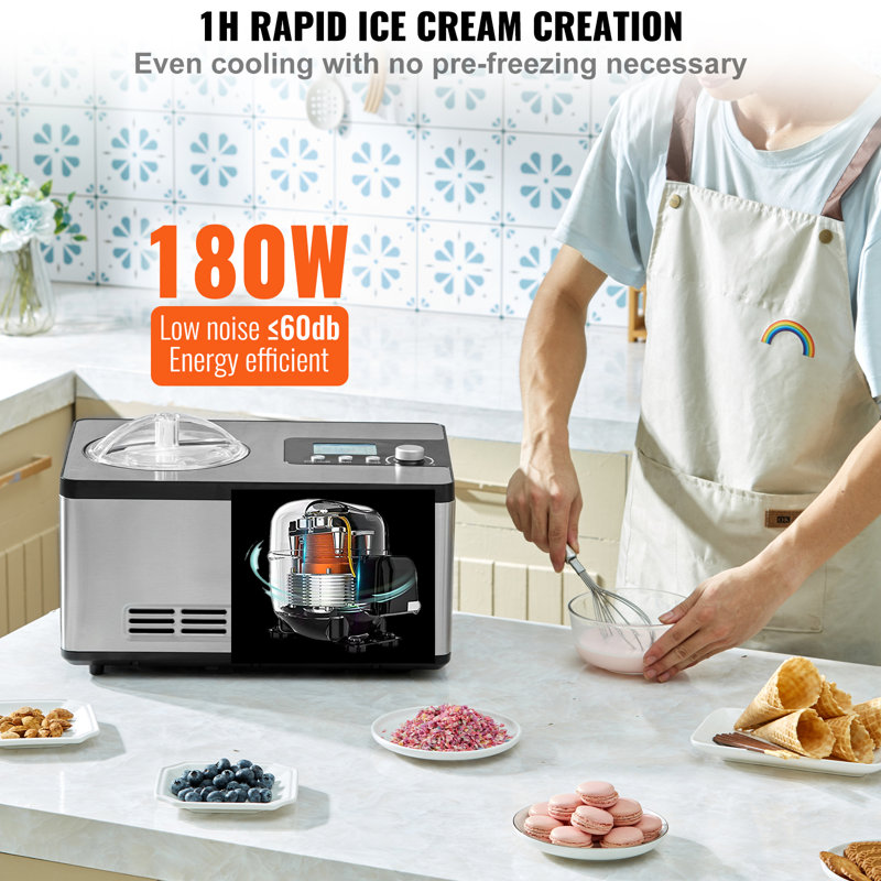 Automatic Ice Cream Maker with Built-in Compressor