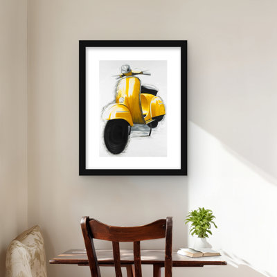 Yellow Italian Scooter Print | Modern Framed Home Decor