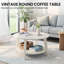 Table basse ronde moderne de 31,5 po avec tablette de rangement ouverte à 2 niveaux et pieds de soutien incurvés, table d'appoint centrale compacte et peu encombrante, mobilier de loisirs polyvalent pour le salon, le petit appartement et le bureau-131181753