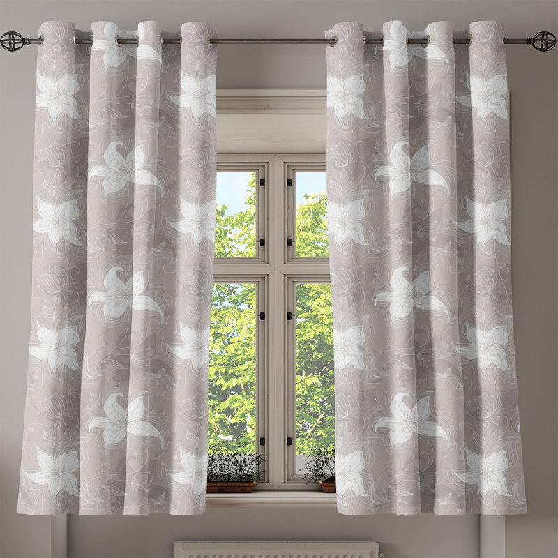 Rideau à œillets décoratif à 2 panneaux Latitude Run®, 50 po x 54 po, taupe chaud et blanc, L 50 po x L 63 po