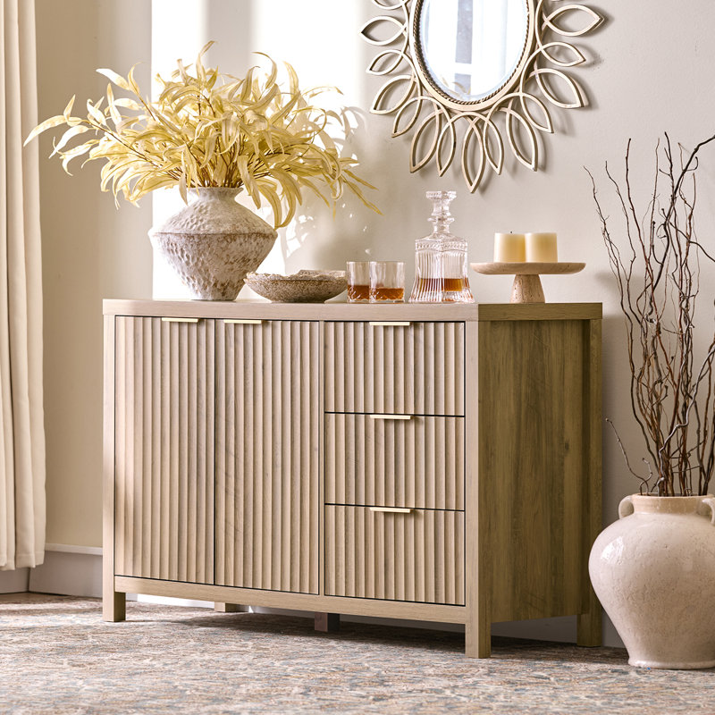 Nicolee 47" 3 Drawer Sideboard, Sand Oak