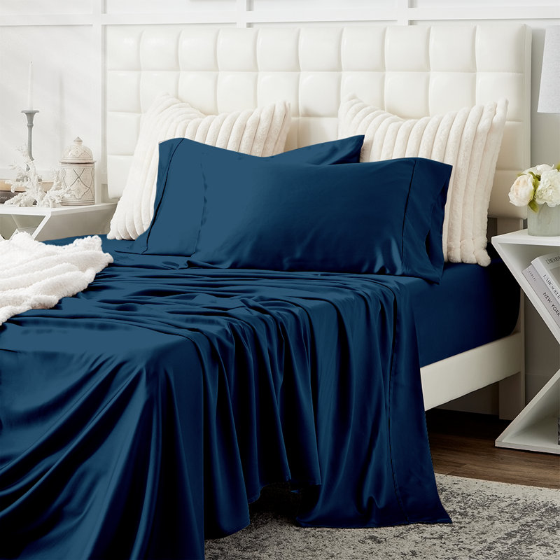 Royal Blue Queen Bamboo Bed Sheet Set