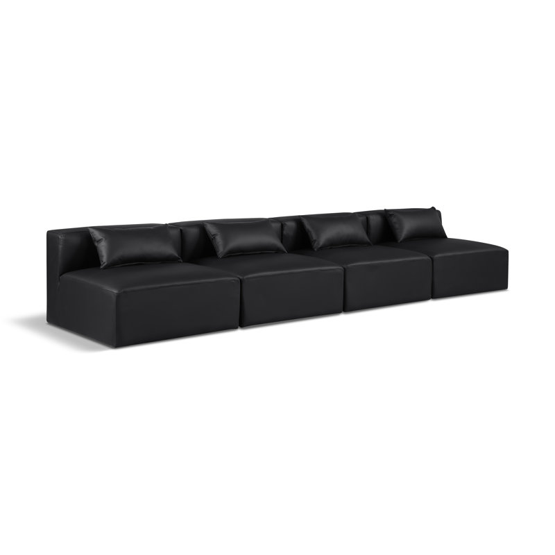 Canapé Cube, Cuir végétalien noir