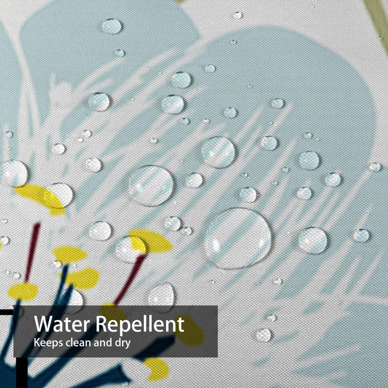 Rideau de douche sans couture à fleurs printanières bleu sarcelle avec 12 crochets, L 72 po x l 78 po