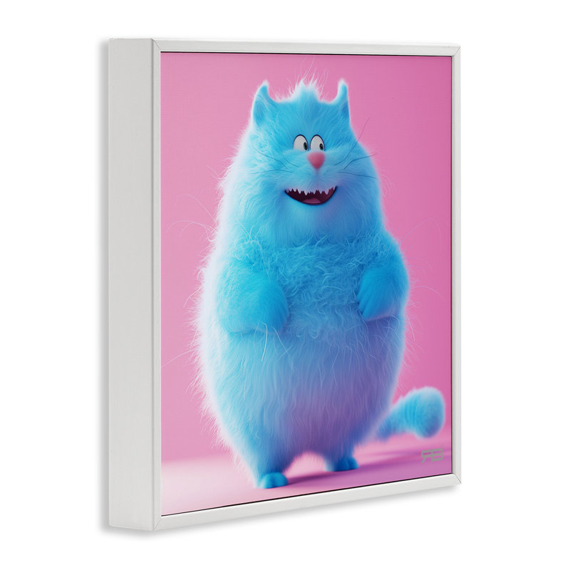 Drôle de chat bleu, estampe numérique encadrée par RB, Estampe numérique encadrée blanc bord de mer, H 17 po x l 17 po