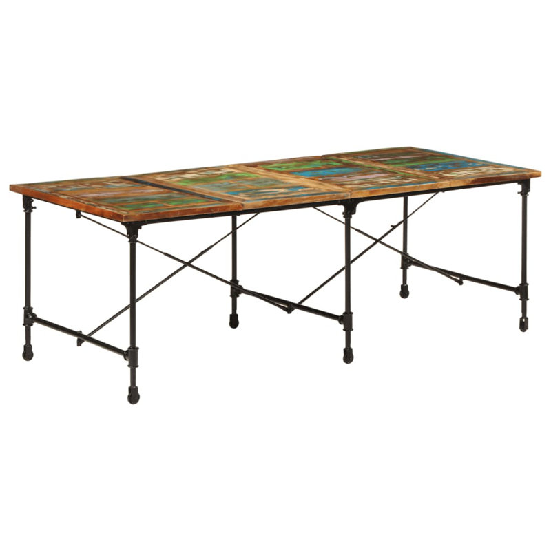 Solid Wood Top Metal Base Dining Table