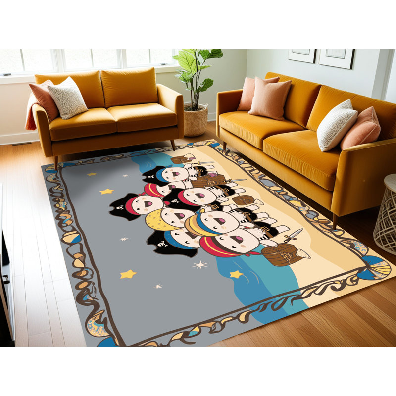 Tapis lavable pour enfant East Urban Home Pirates_Pir006, Rectangulaire 2 pi x 3 pi