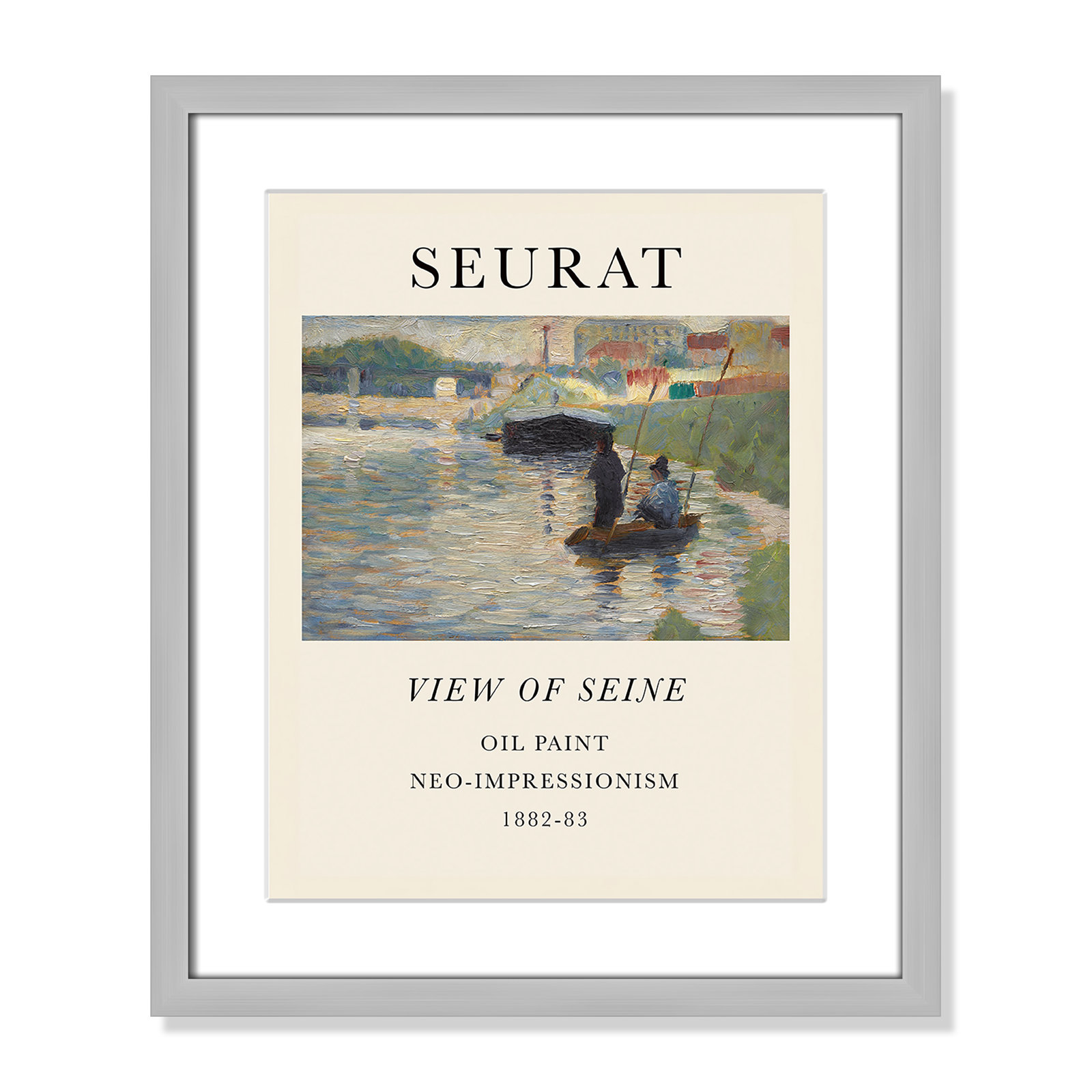 View Of Seine by Georges Seurat, Yes, 19" H x 16" W x 1.25" D, Silver Single Picture Frame