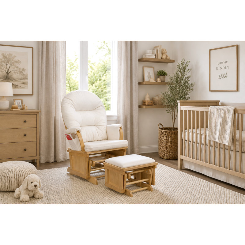 Madison Glider with Ottoman, Oyster, White