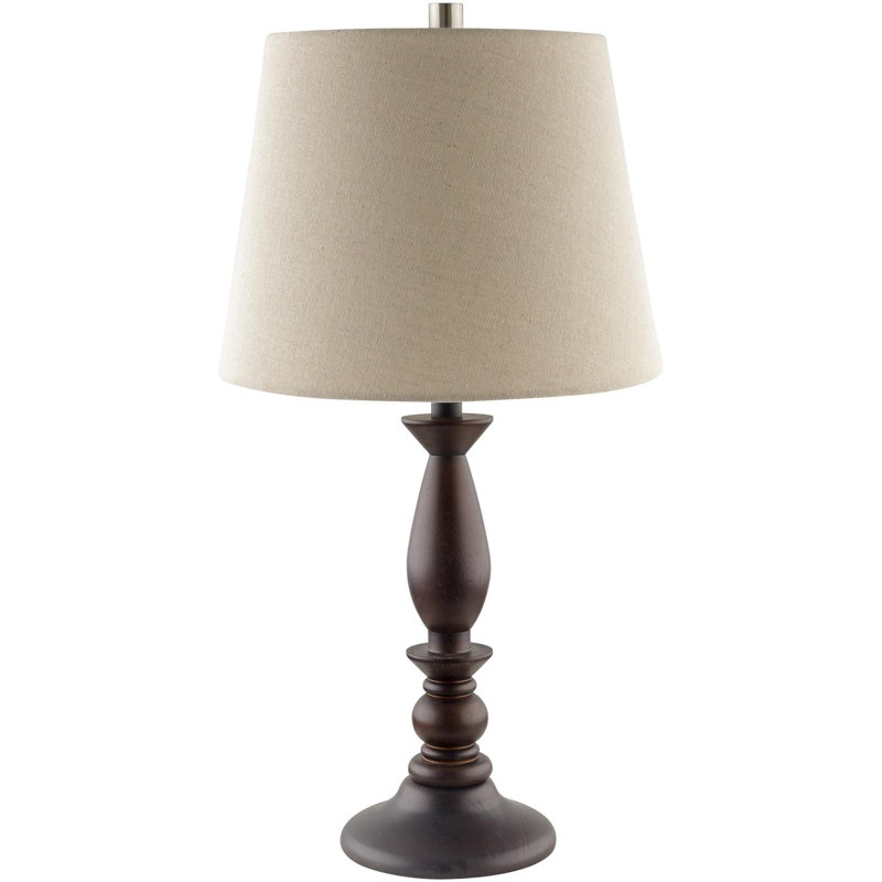 Lampe de table en bois massif Deniqua, Brun