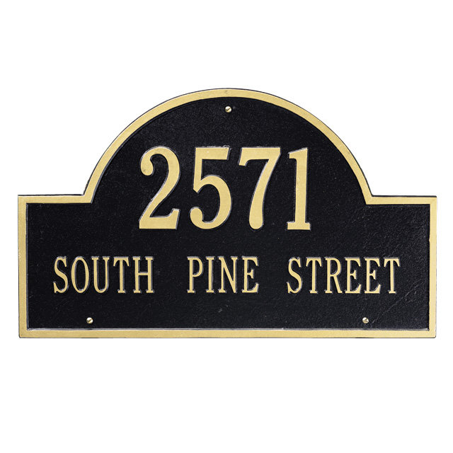 2-Line Wall Address Plaque, Black and Gold, Yes