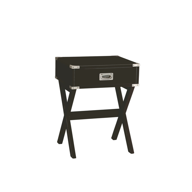 Modern Black Accent Table With Storage Feature - Square Top And Metal Glide Side Style Function Shape Option, Black