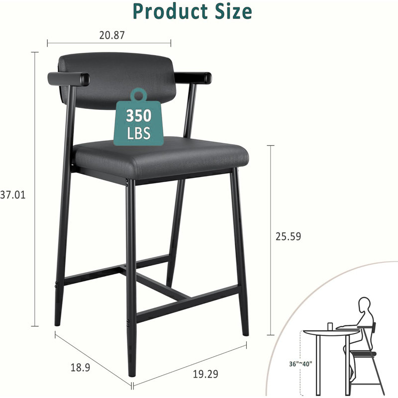 Bar Stools Set Of 2, Black