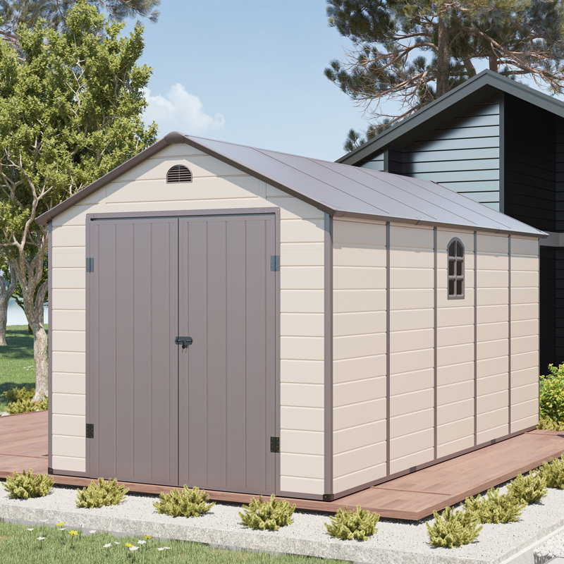 Plastic Outdoor Patio Storage Shed, Brown, 7.80" H x 8" W x 15" D