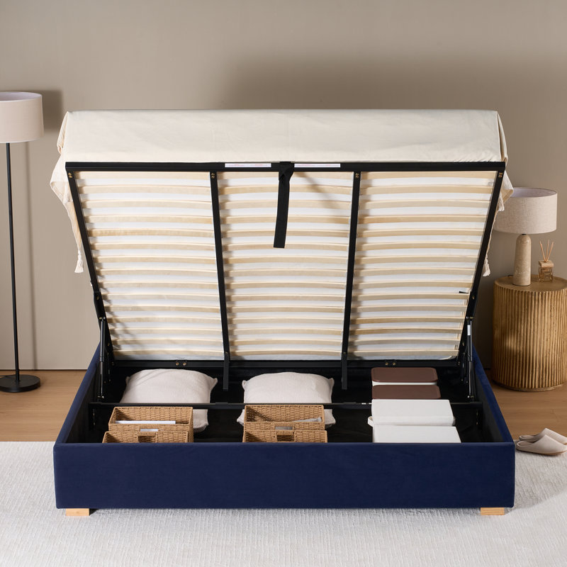 Lit de rangement rembourré Waverton, King, Blue