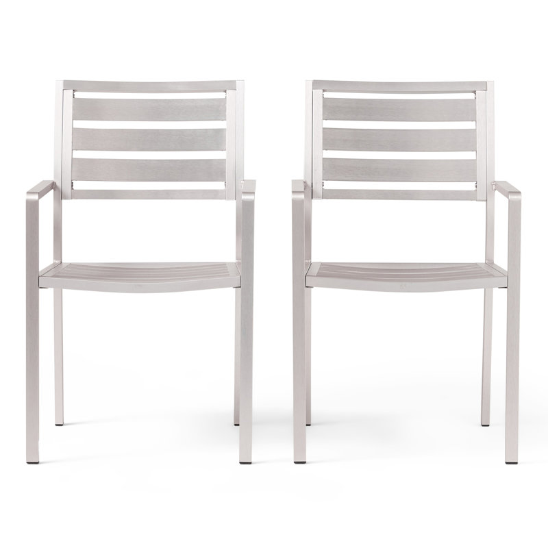 Chaise de salle à manger d'extérieur moderne en aluminium (ensemble de 2)
