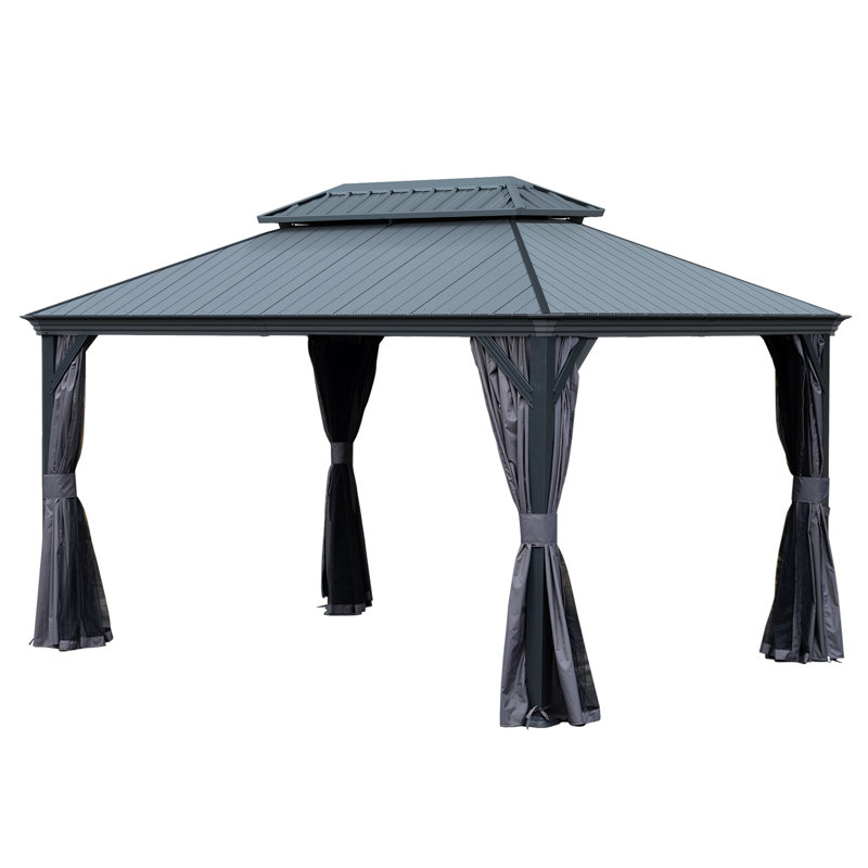 Pavillon de jardin robuste avec cadre en acier, conception moderne pour patio extérieur