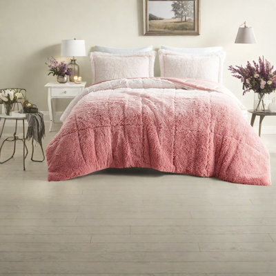 Cozy Ombre Shaggy Bedding Set, Polyester Comfort, Home Style