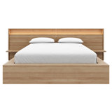 Luna Queen Size Bedframe with Wide Headboard with Dimmable Lighting