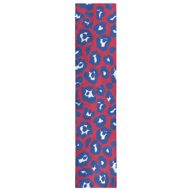 Animal Print Table Runner, Scarlet/Blue/White, 72" x 16"