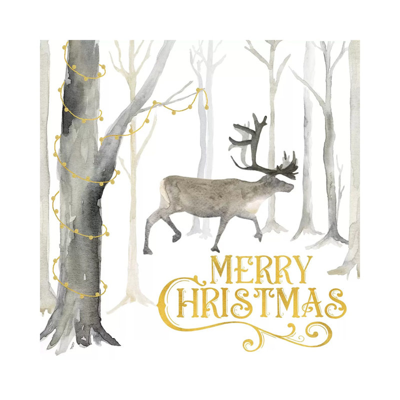 Christmas Forest II Merry Christmas by Tara Reed - Wrapped Canvas Painting