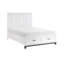 Grand lit plateforme en bois blanc avec rangement, élément de décoration de chambre à coucher