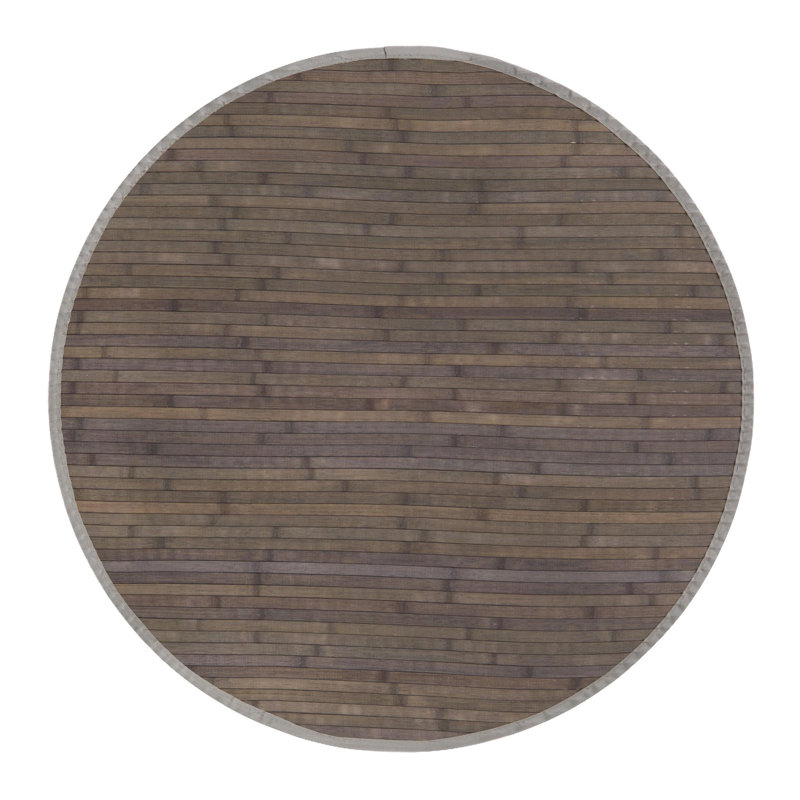 Tapis brun foncé Amada, Rond 3 pi 3 po