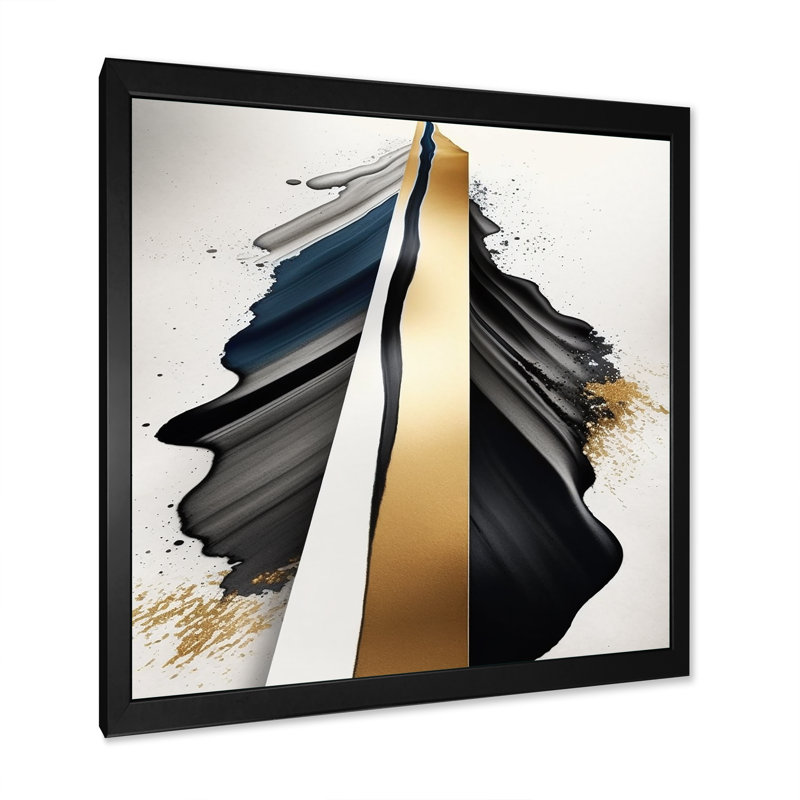 Noir et or cubique Expression VII - Cubisme abstrait, art mural, Impression noire sur toile encadrée