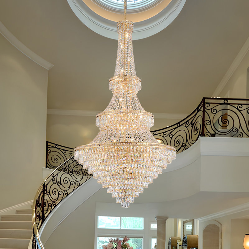Light Dimmable Unique/Statement Empire Crystal Chandelier, 90.6" H x 47.2" W x 47.2" D