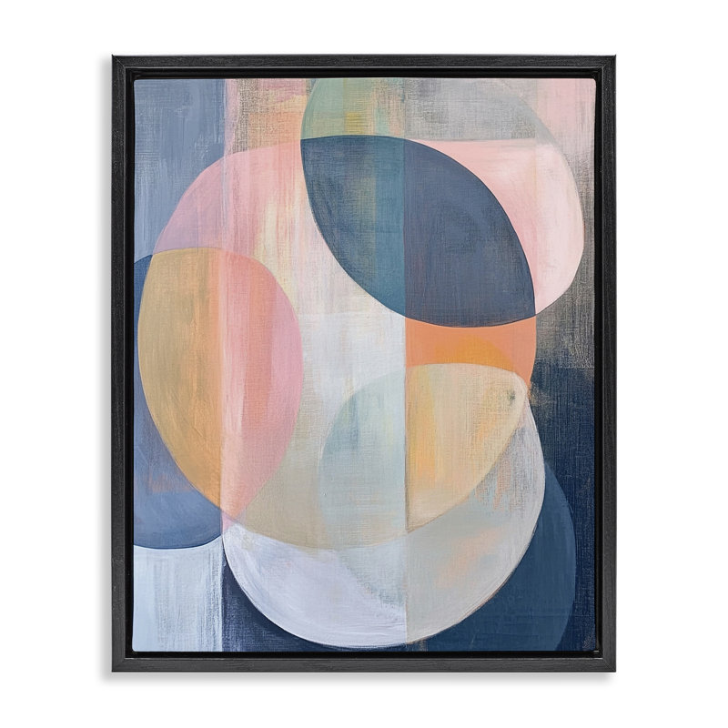 Cadre flottant pastel à motif géométrique rond, design par Ramona Murdock, Cadre flottant noir de jais, H 21 po x l 17 po