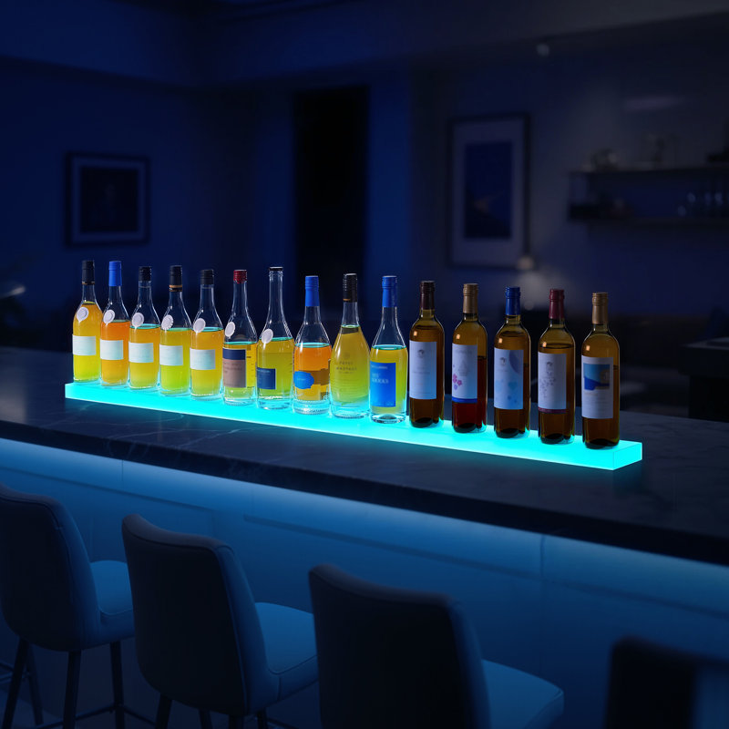 Présentoir à boissons alcoolisées à DEL à 1 niveau 48 pouces pour 12 bouteilles, H 1,3 po x l 60 po x P 4,5 po