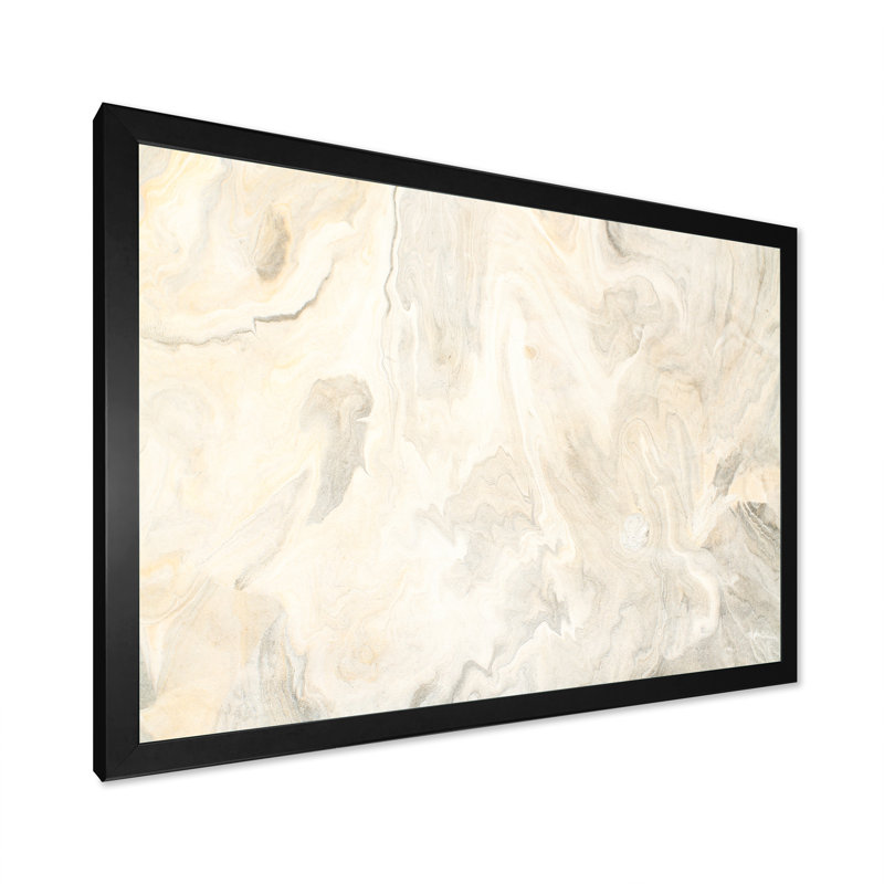 «Liquide Waves In Shades Of Cream VI», reproduction sur toile flottante, H 8 po x l 12 po x P 1 po, Cadre noir