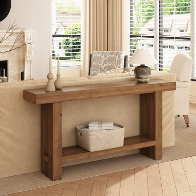 63'' Modern Narrow Console Table with Shelf - Rustic Entryway Sofa Table for Living Room Hallway