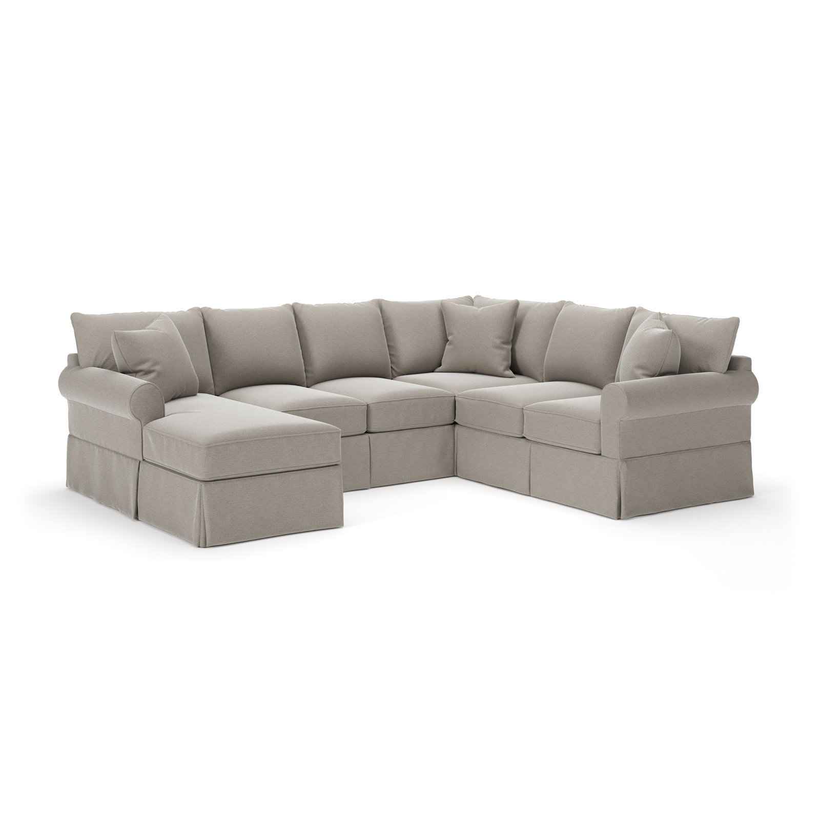 Amari Slipcovered U-Sectional, Left Hand Facing, Drusky Linen Sustain® Basketweave