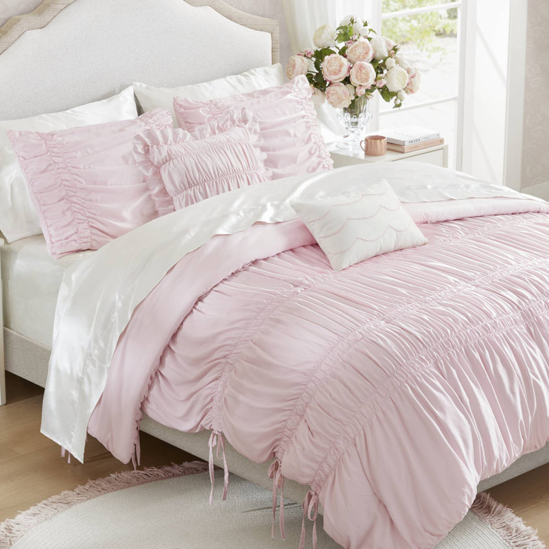 Ivy 5PCS Comforter Set, Full/Queen, Pink