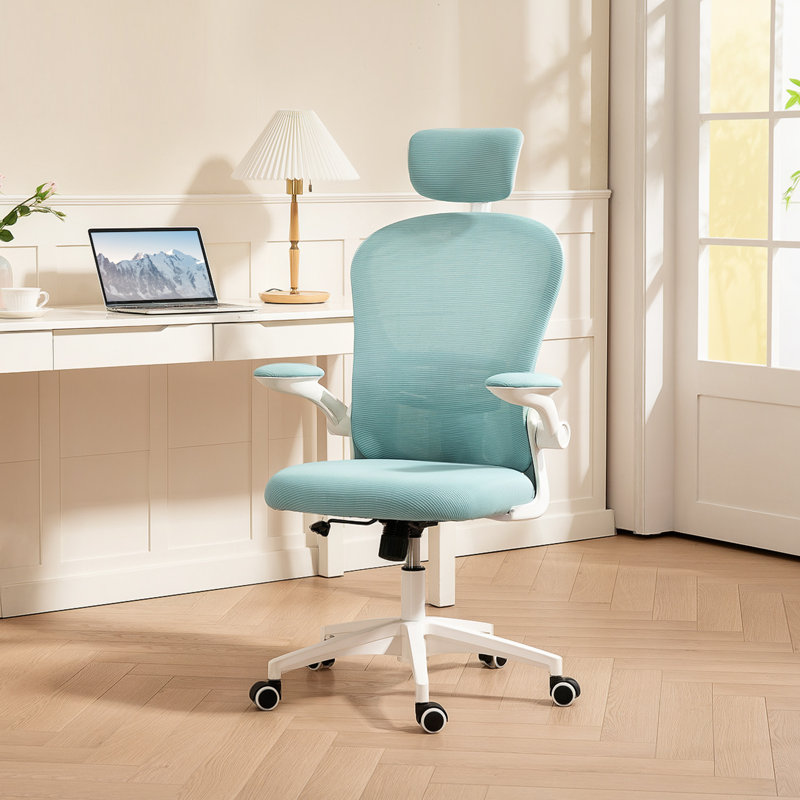 Mesh Office Chair with Headrest, 4D Lumbar Support, Light Green