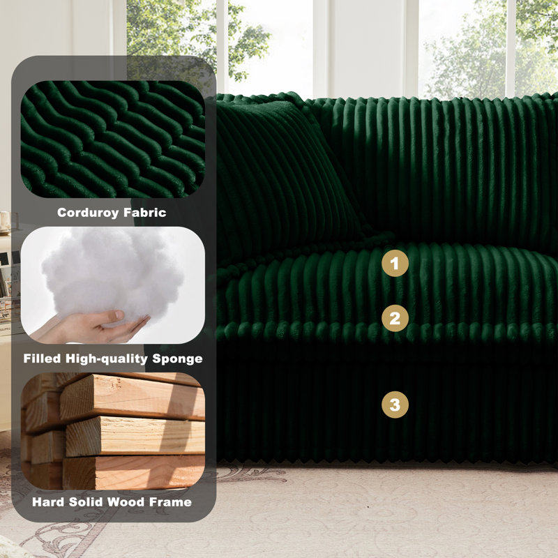 Sectionals Sofa, Living Room Set, U Shape Sofa, Chenille Sofa, For Living Room, Green Corduroy