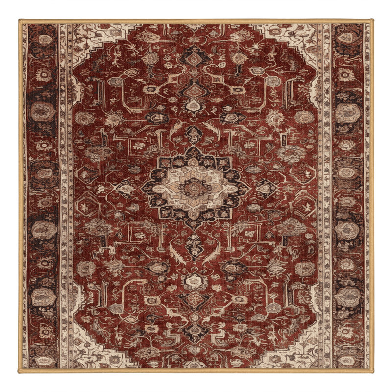 Tapis brun lavable à la machine, Carré 8 pi