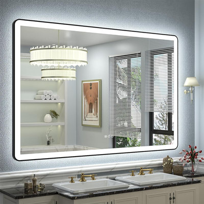 Aevar Super Bright Independent Controlled Front & Back LED Lighted Anti-Fog Aluminum Alloy Framed Tempered Glass Bathroom/Vanity Mirror with ETL & 3-Year Warranty